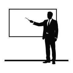 Man pointing at blank screen suit pointer