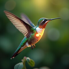 Fototapeta premium Vibrant Hummingbird in Midflight Action