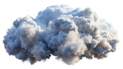 A fluffy cloud isolated on transparent background, a captivating display of natures artistry, showcasing its ethereal beauty against a pristine backdrop