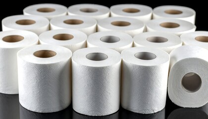 Many rolls of white toilet paper