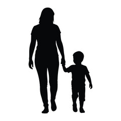 Mother and child walking hand in hand holding hands