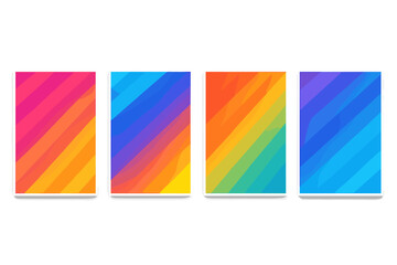 Obraz premium Abstract gradient posters set. Minimalist style cover template with vibrant perspective stripes. Geometric shapes collection for minimal design, social media and web banner.