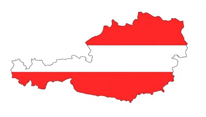 Map of Austria with flag design