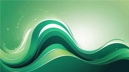 Abstract green colorful background with flowing waves and curved lines