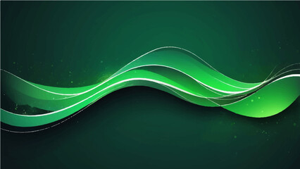 Abstract green colorful background with flowing waves and curved lines