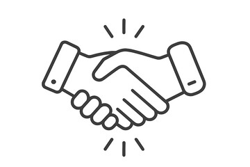 Handshake icon signifies trust, agreement, and partnership. Vector thin line illustration of a business deal, friendship, and respect. Symbolizes a successful bond and cooperation.
