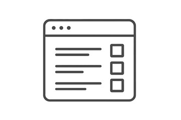 Website form line icon. Online survey, poll, questionnaire, or checklist symbol. Minimalistic browser window pictogram for UI UX design. Editable stroke vector graphic.