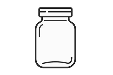 Jar line icon vector. Glass container for jam, jelly, or preserves. Kitchen storage canister symbol. Minimalist outline illustration for web, apps, and food packaging.