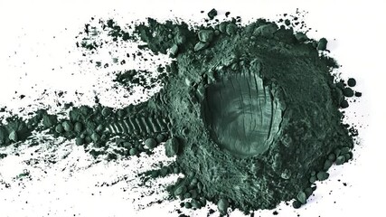 Close-up shot of green powdered eye shadow