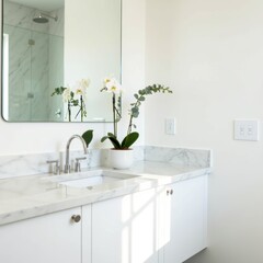 Fototapeta premium Serene Modern Bathroom with Elegant Plants