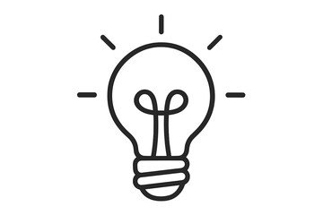 Shining light bulb icon. Concept of a new idea, creativity, innovation, and inspiration. Metaphor for solution, brainstorming, and discovery. Simple linear vector symbol.