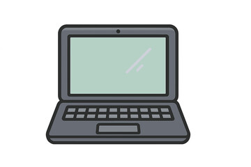 Laptop computer vector icon. Flat design illustration of a modern notebook device. Portable PC for business, office, remote work from home. Technology and internet concept.
