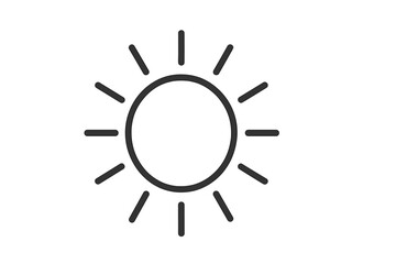 Simple sun icon isolated with transparent background. Minimalist vector cartoon illustration for websites and apps. Bright sunny weather symbol. Ordered set design.