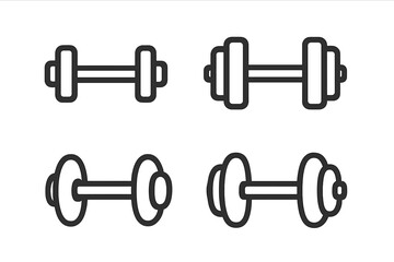 Dumbbell line icon set for fitness and gym. Minimalist vector weights for workout, bodybuilding, strength training. Simple exercise equipment symbols for sport design.