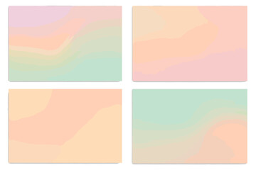 Naklejka premium Set of four muted wallpapers with grainy gradient textures. Abstract pastel color blurred wavy background illustrations. Modern soft focus design elements for web and print.