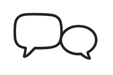 Fototapeta premium Two speech bubble icons. Communication symbol, dialogue concept. Chat for conversation, discussion, messages. Talk, feedback, comments. Social media post. Flat vector set.