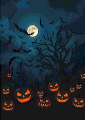 halloween background with house and pumpkin