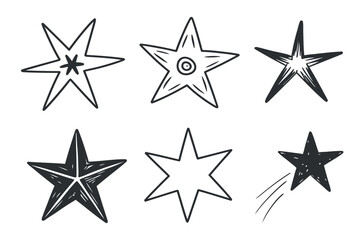 Obraz premium Hand Drawn Star Shapes Collection on Transparent Background for Graphic Design Use