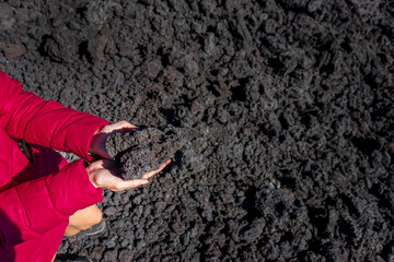 Black lava rock in pacaya region guatemala