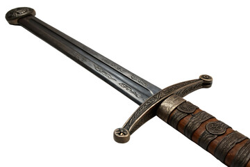 A detailed image of a historical steel sword On White Background
