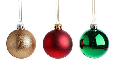 Christmas ornaments baubles with gold caps and hanging loops