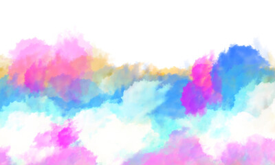 Vibrant watercolor clouds in a dreamy pastel sky