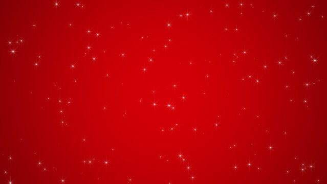 christmas background with shiny glitter stars on red background , new year and winter holiday blank social media background