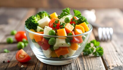 Colorful Vegetable Medley in Glass Bowl