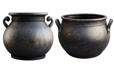 Artisan black ceramic pots traditional workshop decorative objects craft environment close-up view cultural heritage