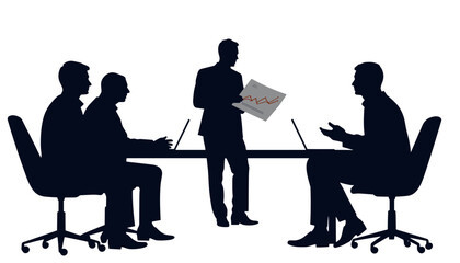 Businessmen discussing strategy during corporate meeting in office  