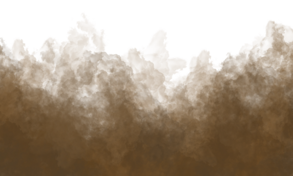 brown dust sand soil smoke cloud particles isolated on transparent white background, sandstorm effect, smog, rising dust explosion. smoke fog overlay effect. blurred soil dust. PNG design elements