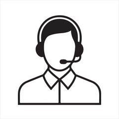 Fototapeta premium Call center operator icon vector illustration of a man