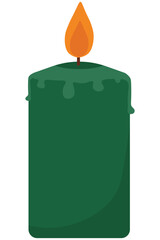 Decorative Wax Candle for Celebration

. Green Candle with Flame Flat Design