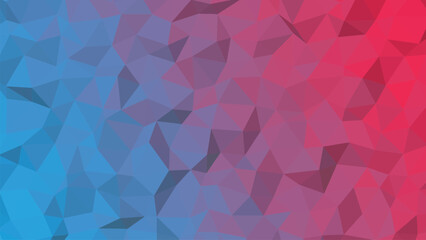 Abstract low poly background with blue and red gradient color scheme