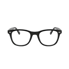 Fototapeta premium Classic black retro-style eyeglasses with thick acetate frames and clear lenses, isolated on a transparent background with soft shadow and copy space, timeless elegance and classic design
