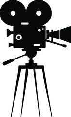 Professional Video Camera on Tripod Vector Illustration for Filming and Broadcasting