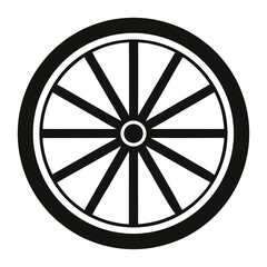 Obraz premium Black and White Wheel Image with Spokes Radiating From the Center Round Hub
