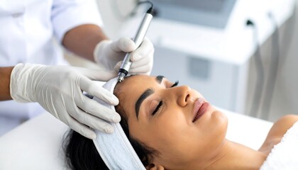 Close-up of a facial treatment