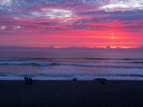 A Red Sunset on the Oregon Coast