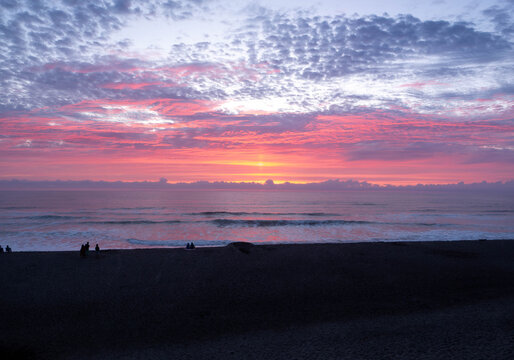 A Red Sunset on the Oregon Coast