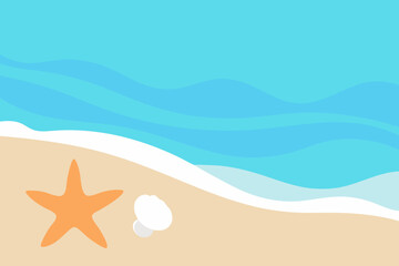 Simple beach scene with starfish and seashell
