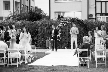 wedding ceremony of the newlyweds on the glade © omelnickiy