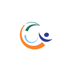 Colorful circular logo person success lines