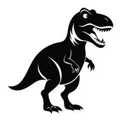 Silhouette of a Cartoon Tyrannosaurus Rex with Open Mouth and Sharp Teeth