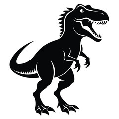 Fierce Black Silhouette Roaring Tyrannosaurus Rex Dinosaur with Sharp Teeth and Claws