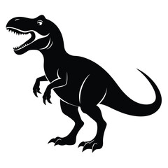 Silhouette Illustration of Tyrannosaurus Rex with Open Mouth and Sharp Teeth on Two Legs