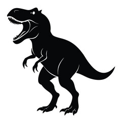 Black Silhouette of Tyrannosaurus Rex with Open Mouth and Sharp Teeth Detailed Illustration