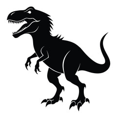 Black Silhouette of a Tyrannosaurus Rex with Sharp Teeth and Claws Illustration