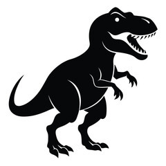 Black Silhouette of a Tyrannosaurus Rex with Open Mouth and Sharp Teeth Vector Image