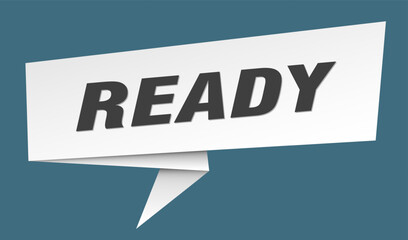 ready banner. ready speech bubble, label, sticker, sign template